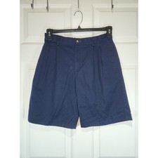 Boy's Sz 16 Husky Izod Navy Blue Chino Shorts Back Elastic Pockets
