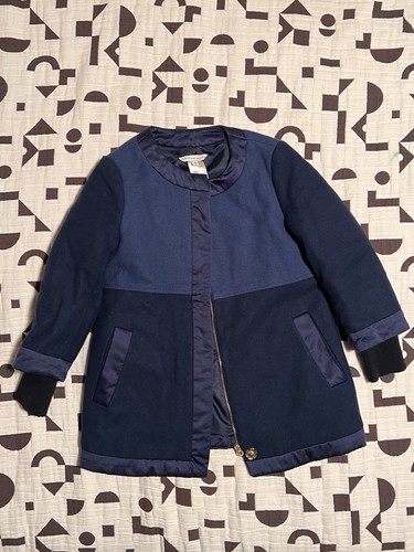 Little MARC JACOBS Girls 4 Navy Blue Daisy Wool Zip Front Jacket