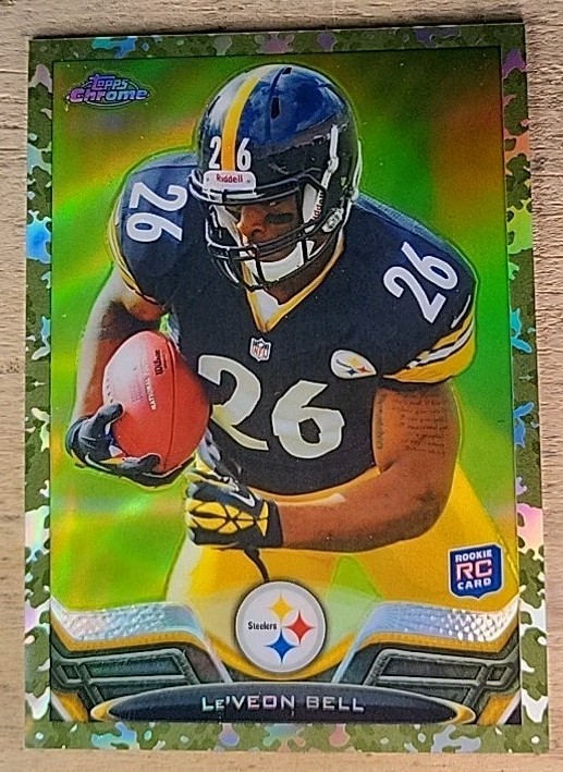 🏈 2013 topps Chrome #198 Le'VEON BELL Rookie (RC) CAMO REFRACTOR /499