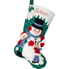 Bucilla Felt Applique Christmas Stocking Kit WINTERTIME BUDDIES Snowman 18 inch