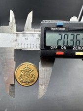 Antique Brass Metal Coat of Arms Button Heraldic Lion Crest Crown RARE #88