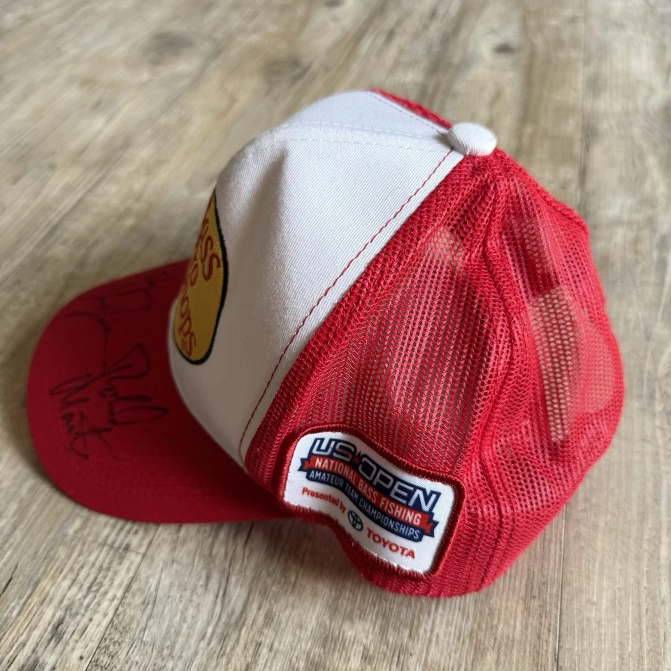 Bass Pro Shops Trucker Cap US Open National Bass Fishing Tournament Red Signed - Image 4 of 4