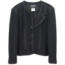 Chanel Single Breasted Jacket Black 02C #40 178744