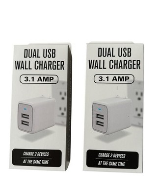 USB Wall Charger Charger Adapter 2Pack 3.1 2.4 amp Dual Port Quick Charger White