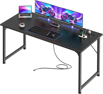 55 X 20 Inch Office Computer Desk with Power Outlets and USB-C Port, Larger and