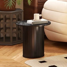 COSVALVE 15.7" Black Small Round Side Table Circle End Table Farmhouse Bedroom