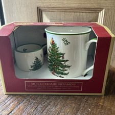 Spode Christmas Tree Holiday Mug And Mug Ornament Set New In Box