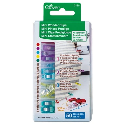 Clover Mini Wonder Clips 50 pieces - 5 colours - 3189 - Image 1 of 2