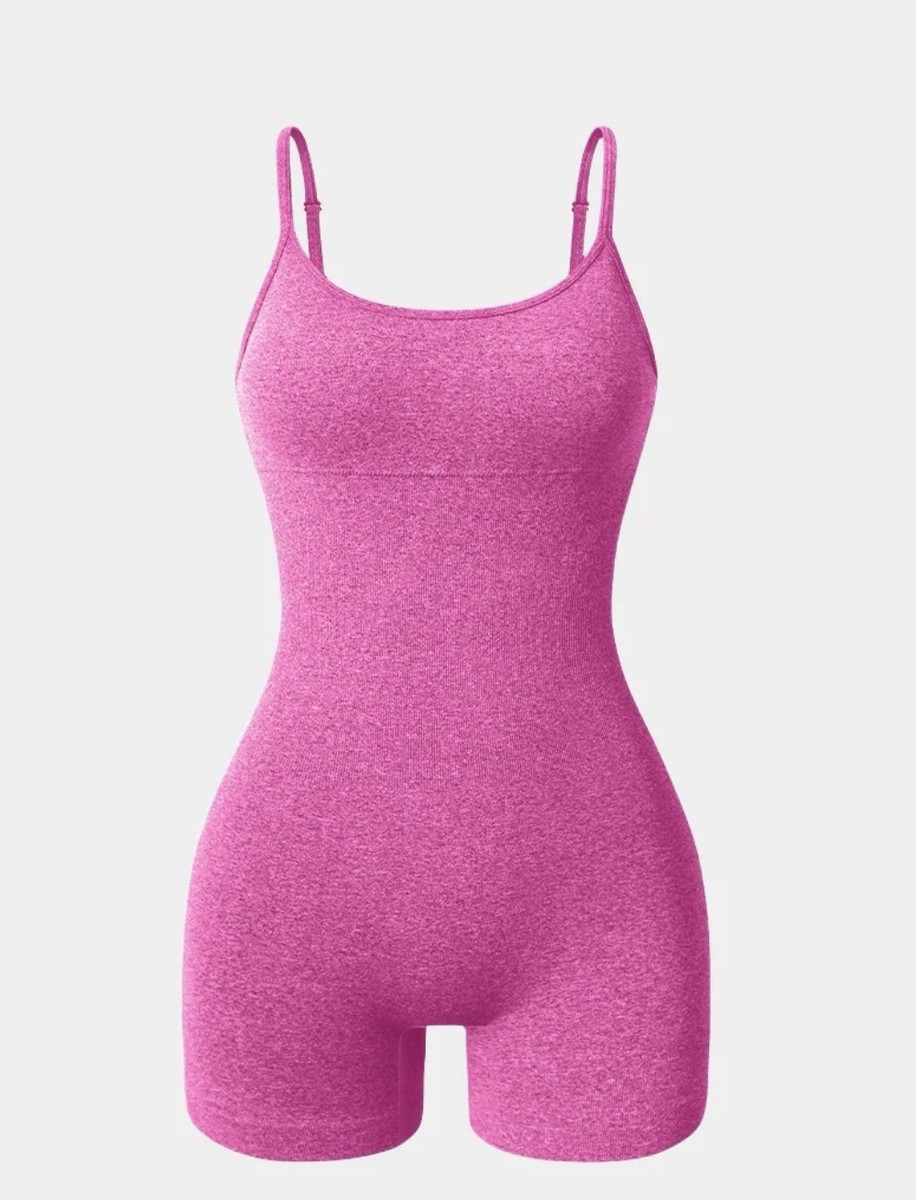 OQQ Womens Yoga Seamless Spaghetti Strap Tummy Control Padded