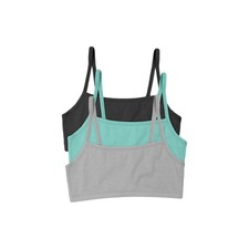Hanes Women's 3-Pack Cotton Sports Bralette Bras Wireless Concrete Heather Green