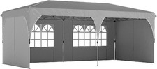 Gazebo da Giardino 6x3 mt Pieghevole Metallo Tende Grigio Chiaro VivaGarden