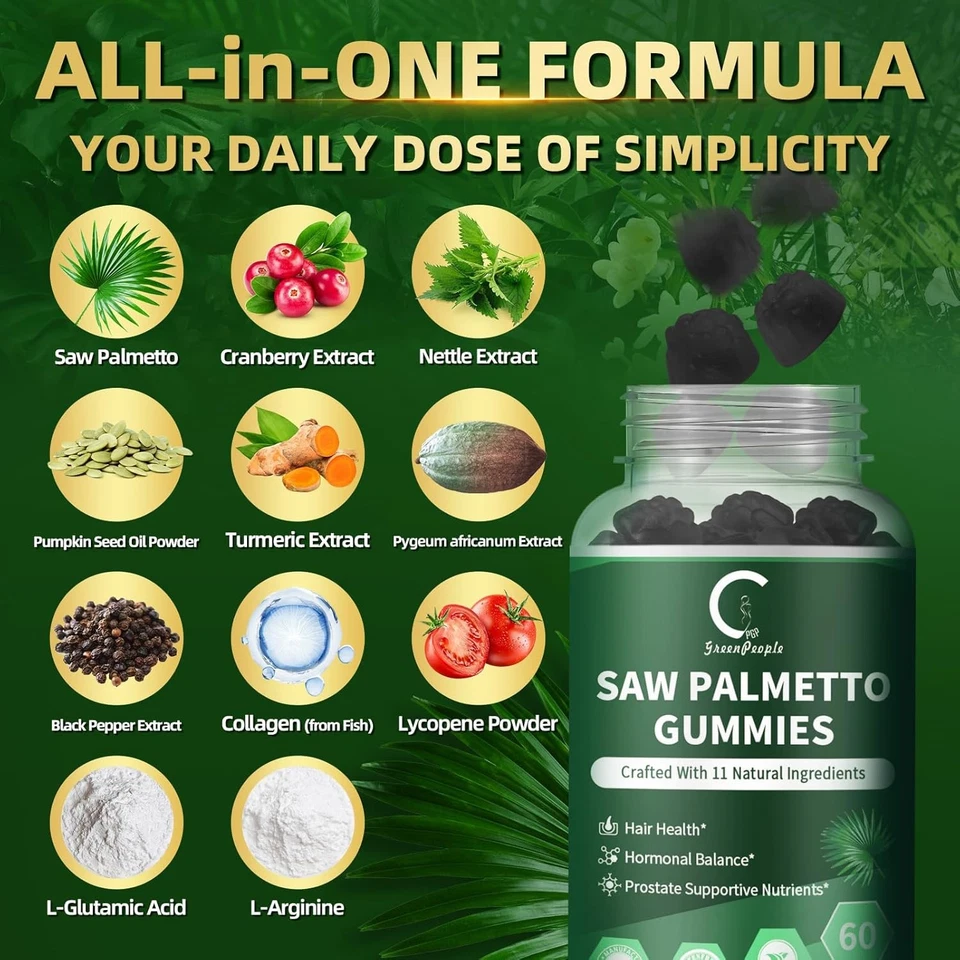 Saw Palmetto Gummies for Prostate Supplements, DHT Blocker, Hormonal Balance - Image 3 of 4