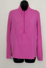 IBKUL Golf Tennis 1/4 Zip Pullover Shirt Medium Pink Ruched Activewear Stretch