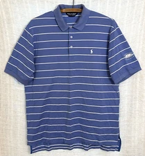 Polo Ralph Lauren Nantucket Golf Club Men's Large Blue & White Stripe Polo Shirt
