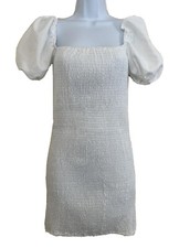 Pretty Little Thing White Dress size 8 US (UK 12) Bodycon Shirred Short Mini NWT