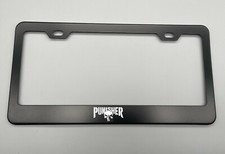 Laser Engraved Punisher Black License Plate Frame Stainless Steel Fit