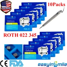 10X Orthodontic Dental Metal Self ligating Brackets Braces Roth 022 Hooks 3 4 5 