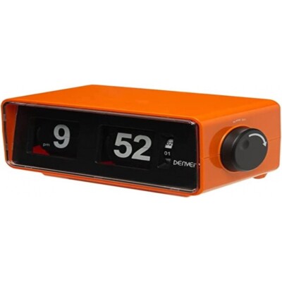 Denver CR-425 - Retro Radiowecker - Retro-Uhrenradio - 5V - Alarm-Wecken -orange