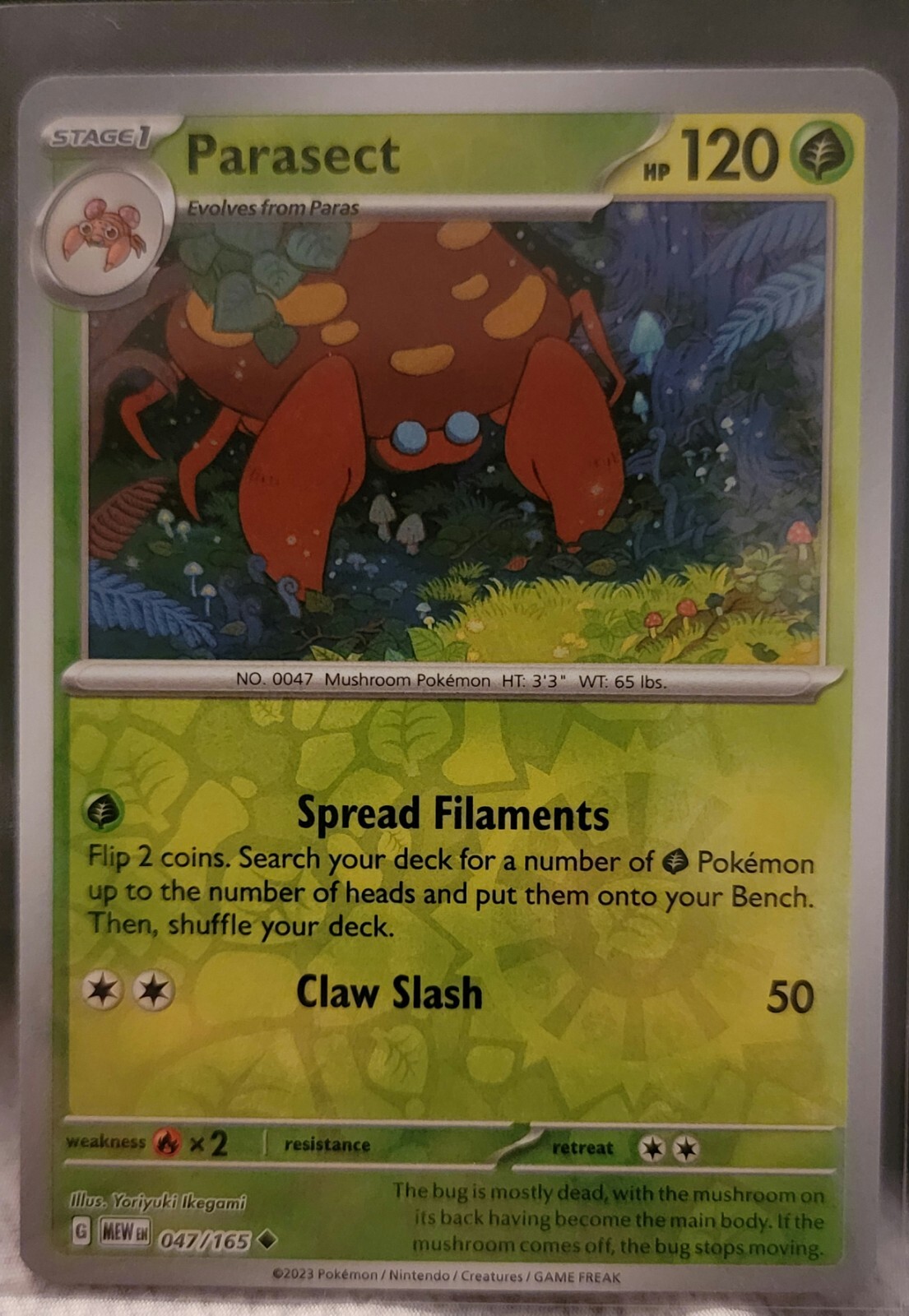 Pokemon TCG Card Parasect 047/165 Scarlet & Violet 151 Reverse Holo NM