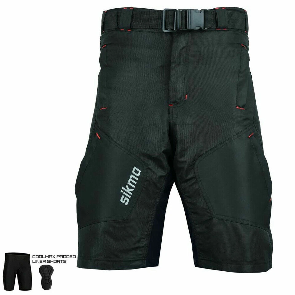 MTB Shorts Cycling Off Road Bike Coolmax Padded Detachable Liners Baggy Knicks - image 2 of 4