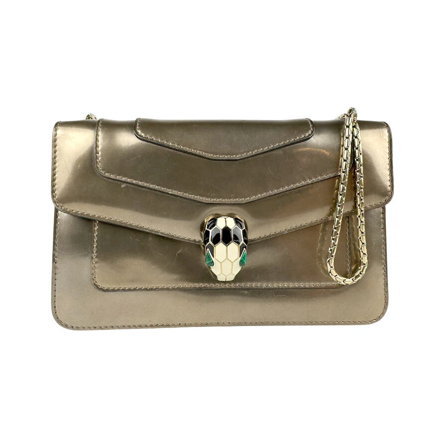 Borsa a tracolla originale BVLGARI Serpenti bronzo oro vernice pelle metallo z4518