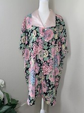 Victoria Secret Gold Label Sleep Shirt Medium Large Short Sleeve Floral Satin