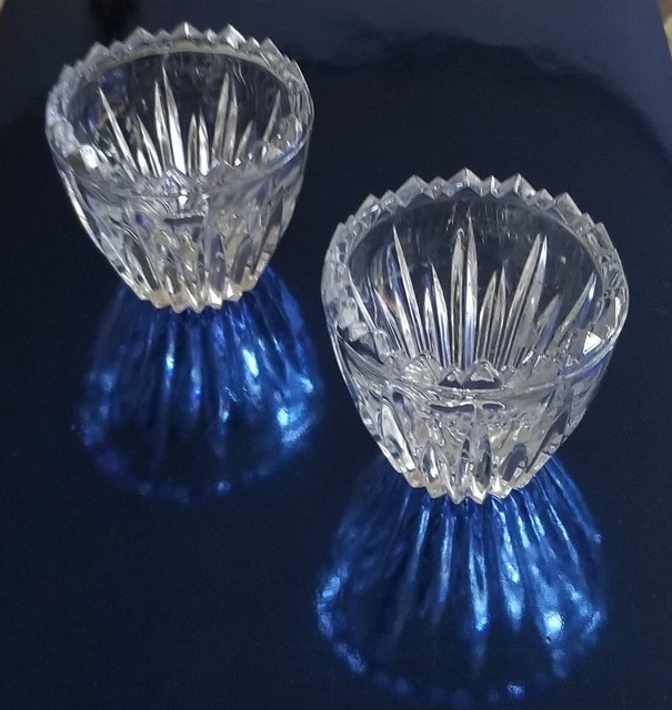 A Vintage Set Of 2 Crystal Diamond Cut Glass Candle Holders eBay