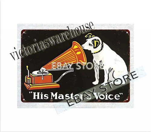 His Master's Voice RCA Victor dog Nipper Phonograph metal tin sign metal plaques
