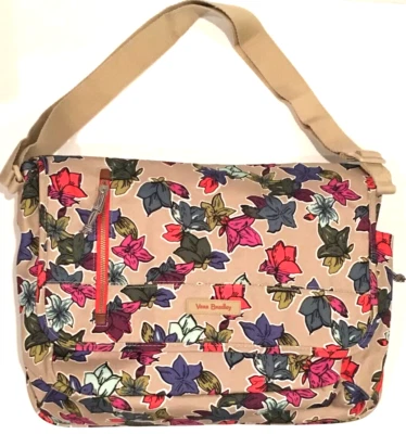 Vera Bradley Womens Laptop Messenger Crossbody Shoulder Bag RFID Falling Flowers - Image 1 of 4