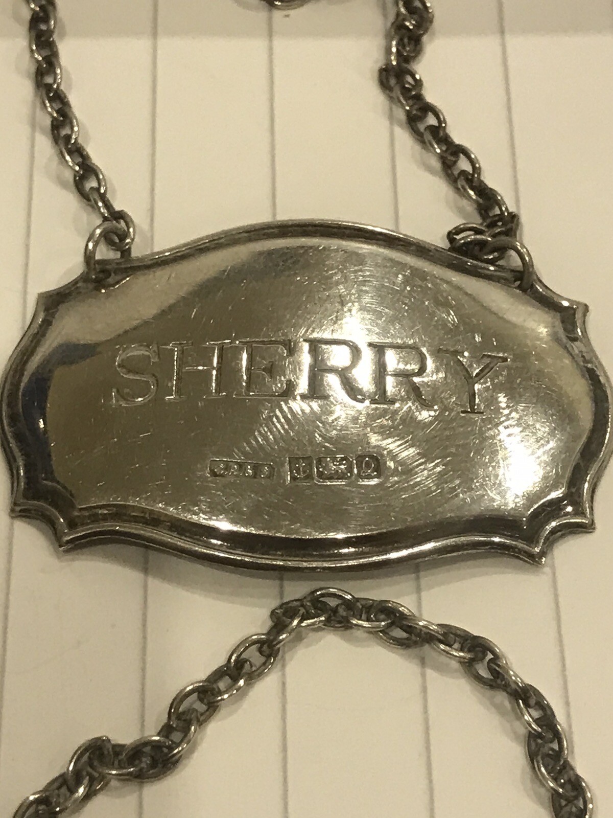 Set 4 Solid Silver Decanter Labels WHISKY BRANDY PORT SHERRY fully