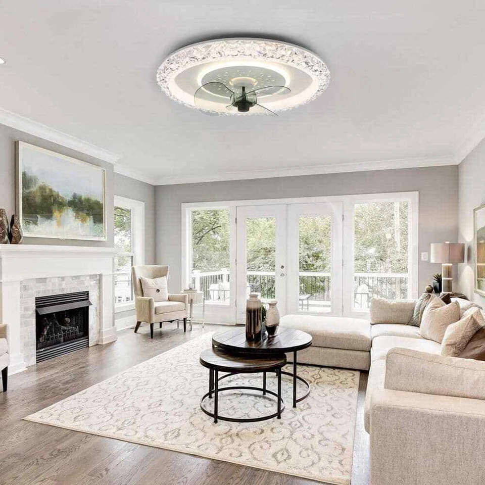 Bella Depot 20 in Crystal White Ceiling Fan LED Light Fandelier w/ Remote  - Image 2 of 4