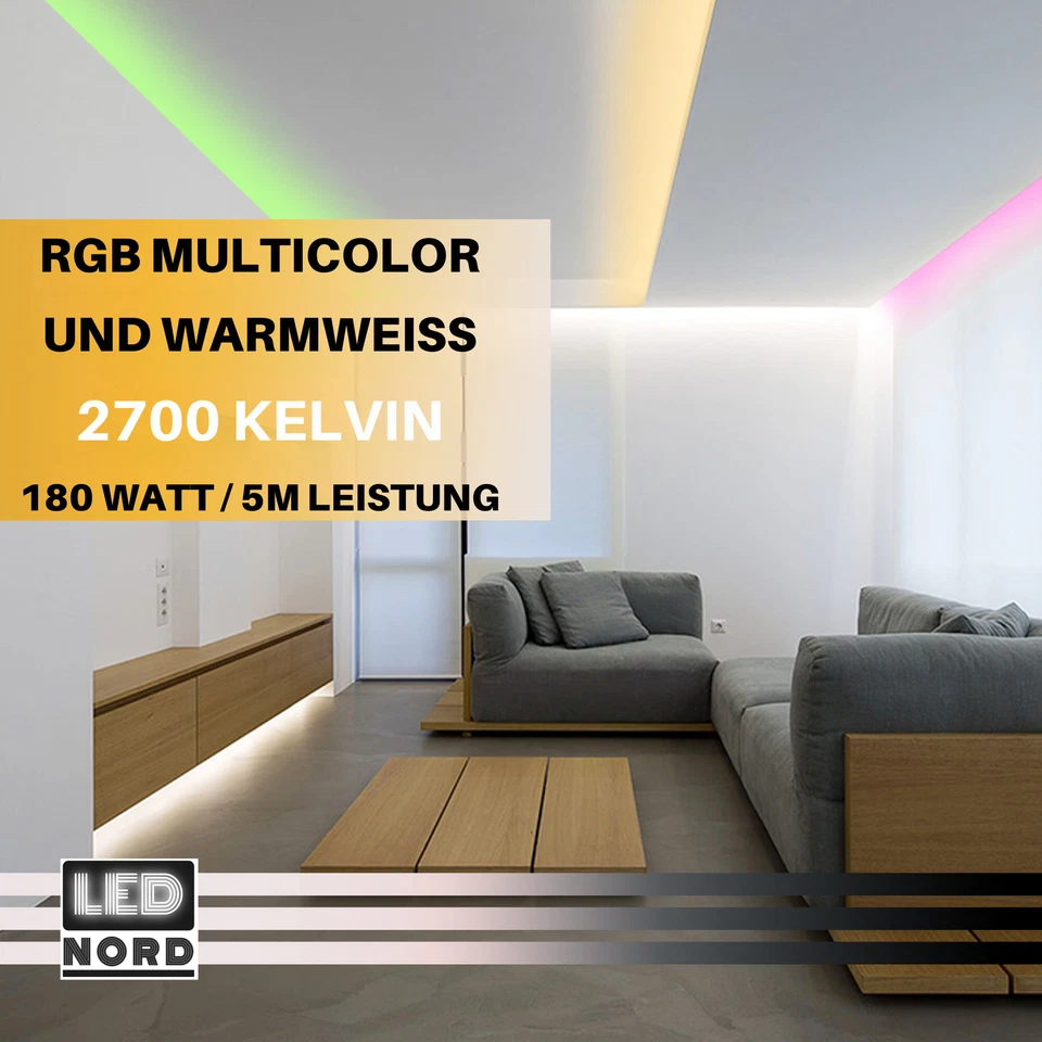 LED Band SMD 120LEDs/m Strip 5050 RGB+WW WarmWeiß 24v 36Watt/m dimmbar Streifen - Bild 4 von 4