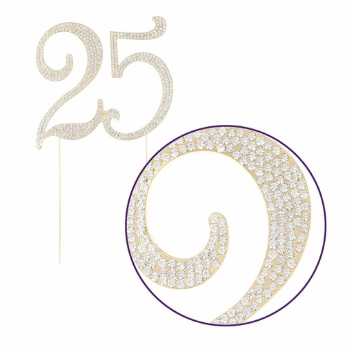25 topper de pastel de oro 25 aniversario (dorado) - Imagen 4 de 5