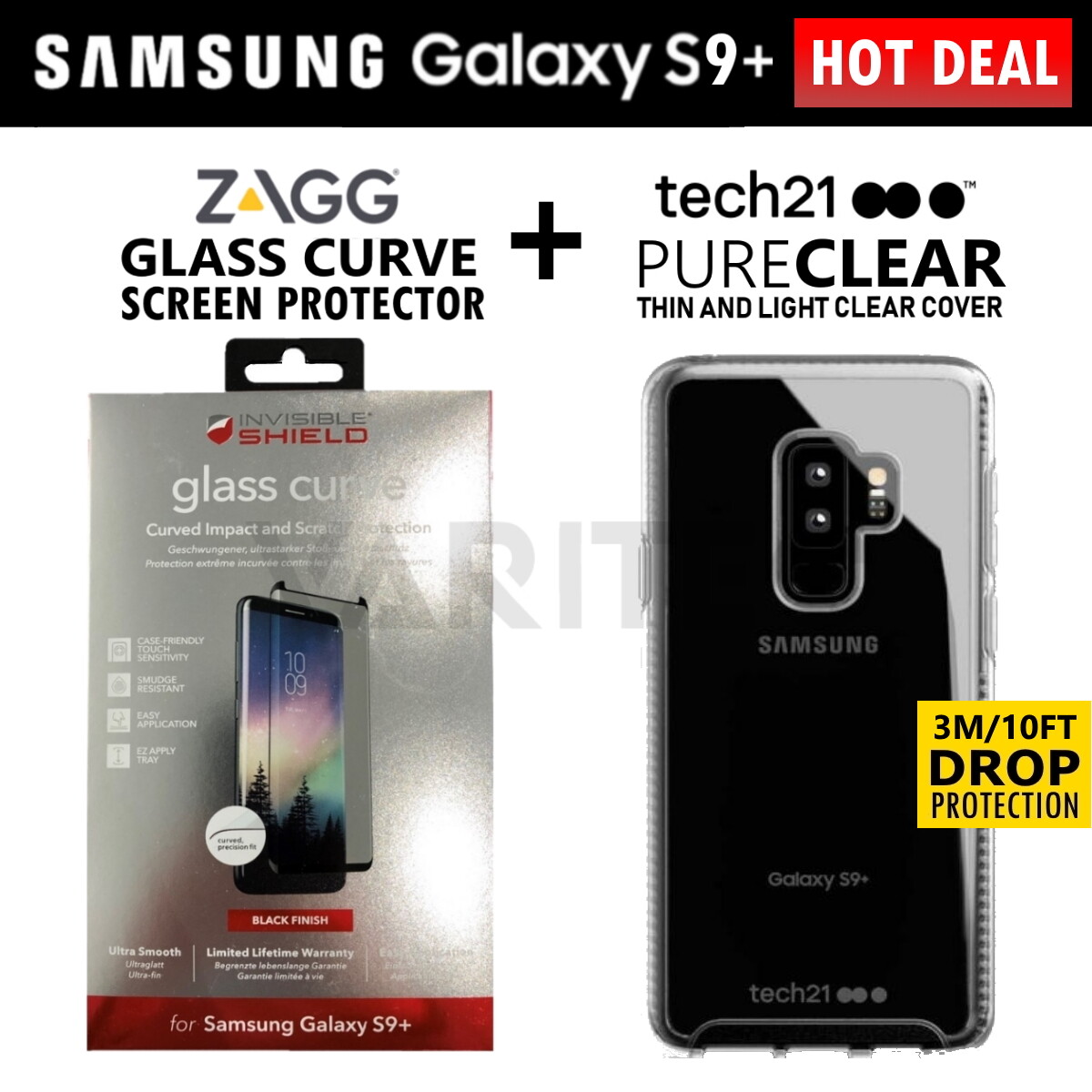 S9 Plus Glass Curve Elite Tech21 Clear Case Zagg Glass Curve