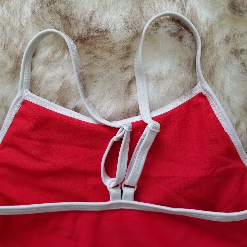 TOMMY HILFIGER Savana Girls One Piece Logo Swimsuit Red/Navy Size M (8