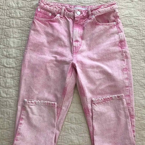 TOPSHOP Pink Acid Wash High Rise Mom 