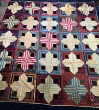 Vintage Beautiful Quilt Different Pieces Hand Woven size 76x76 inches