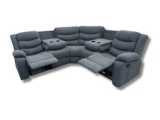 Grey Chenille Manual Recliner Corner Sofa, 2 and 1 Seater or Set Couch Settee