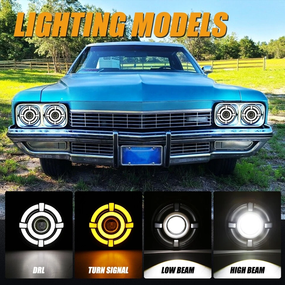 4x 5-3/4" 5.75" Round LED Headlights Hi/Lo DRL Lamp for 1958-1960 Edsel Ranger - Image 2 of 4