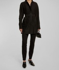 $1498 Lafayette 148 New York Women's Black Button Up Linen Jacket Coat Size Xxs