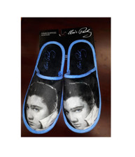 slippers bedroom shoes Elvis Presley one size black blue e8918