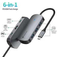 5/6/10 in1 Multiport USB 3.0 Hub Type C 4K HDMI Adapter Fits PC Macbook Pro Air