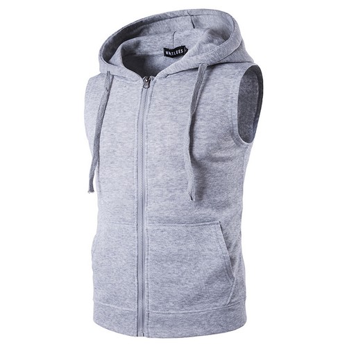 Mens Hooded Sleeveless Workout Gym Fitness Bodybuilding Tank Tops Zip-up Vest - Picture 17 of 33