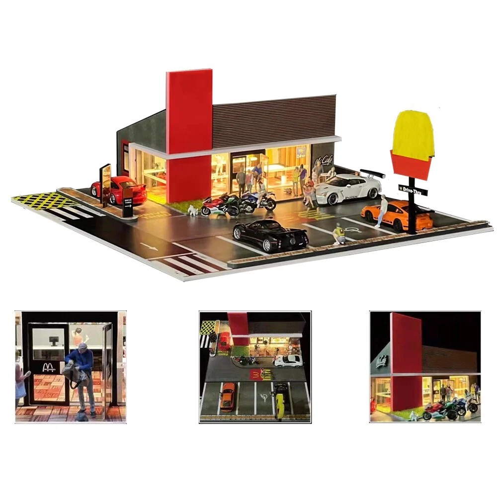 G FANS Car Garage Diorama 1/64 Model LED Lighting City