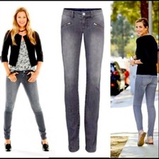 CAbi Style 5167 Zip Skinny Jeans Faded Graphite Gray Zip Pockets Size 0 109