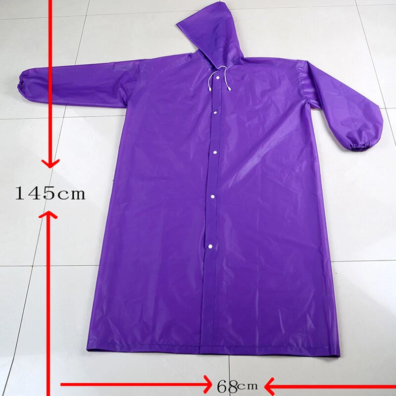 Women Men Waterproof Jacket Clear PVC Raincoat Rain Coat Hooded Poncho Rainwear- - Image 2 of 4