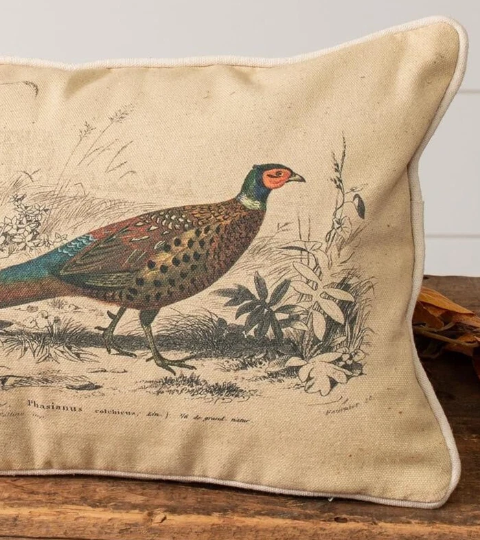 NEW PRIMITIVE Farmhouse PHEASANT PILLOW Beige Traditional Cotton 10"H x 16"W - Image 2 of 3