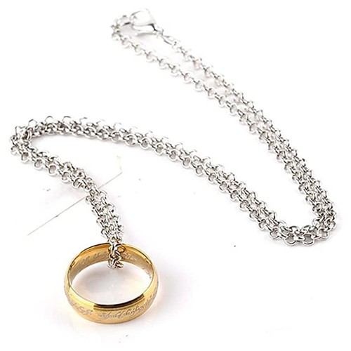 Lord Of The Rings Necklace Lotr Jewelry The One Ring Of Power - Gold Plated! - Picture 2 of 4