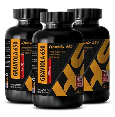 Immune support - GRAVIOLA SUPER FRUIT - kidney support 3 Bottles 300 Capsules