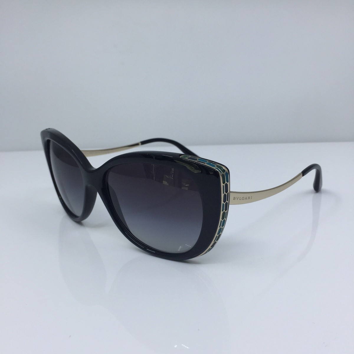 New Bulgari 8178 Sunglasses BL 8178 901/8G Shiny Black w/ Gold 57-15mm  Italy